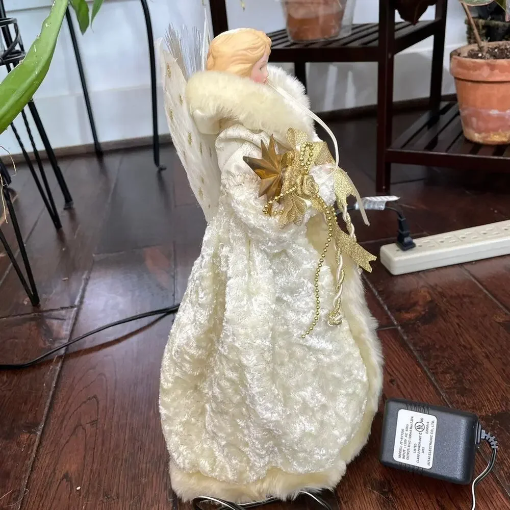 Fiber Optic Angel Christmas Tree Topper Changing LED Lights Electric with Box